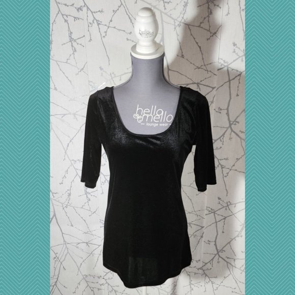Banana Republic Tops - Banana Republic Black Velvet Scoop Neck Tee | Women's M